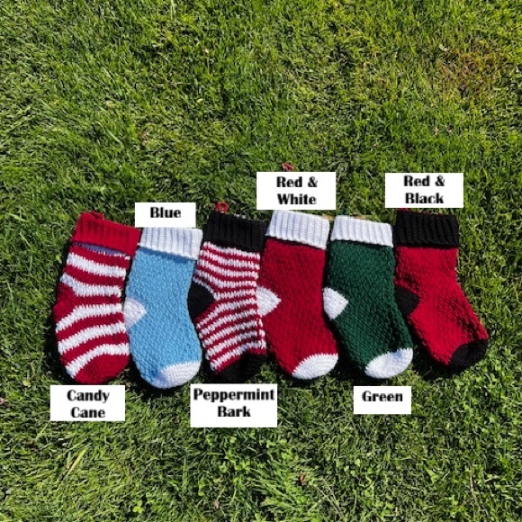 Hand Crocheted Traditional Christmas Stockings With Customizable Name Tag! - Picture 4 of 17